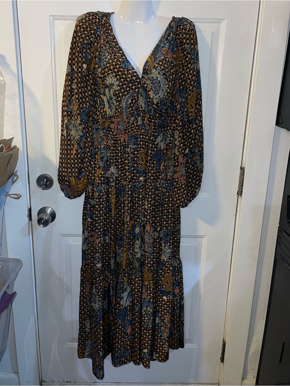 Ulla Johnson Floral 100% Silk Maxi Dress Size 6 Bohemian Botanical Flowy